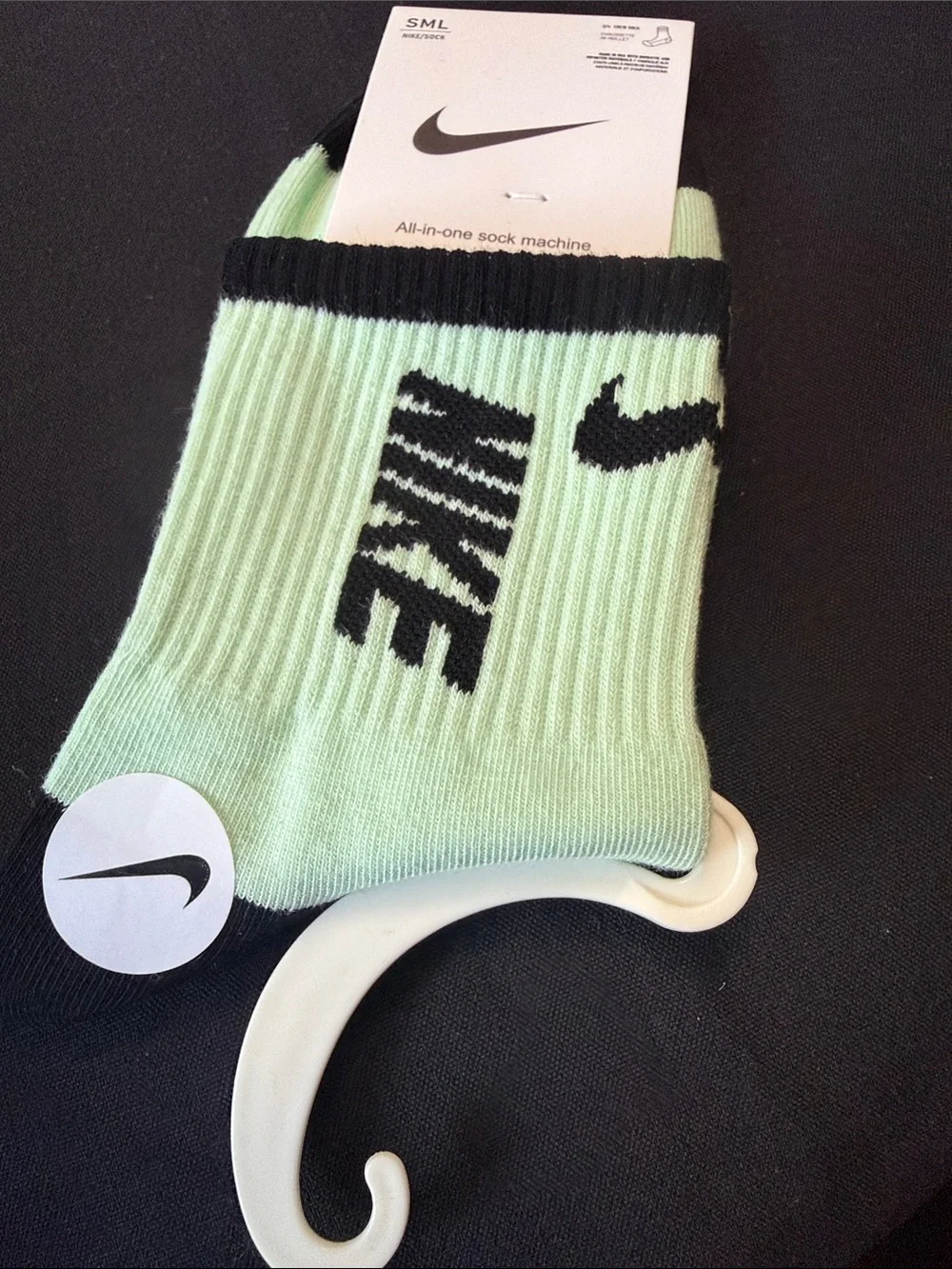 Nike Mint Green and Black Athletic Crew Socks